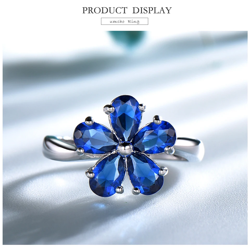 UMCHO Created Nano Sapphire 925 sterling silver rings for women EUJ091S-1 -pc (3)