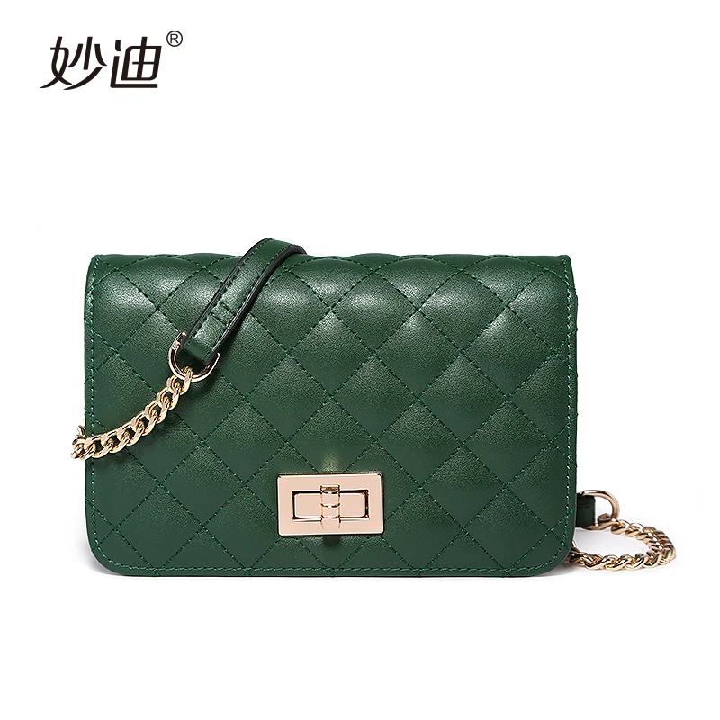 

MOOD little xiangfeng bag girl 2019 new versatile Korean version of ling lattice chain bag leather single-shoulder free shipping