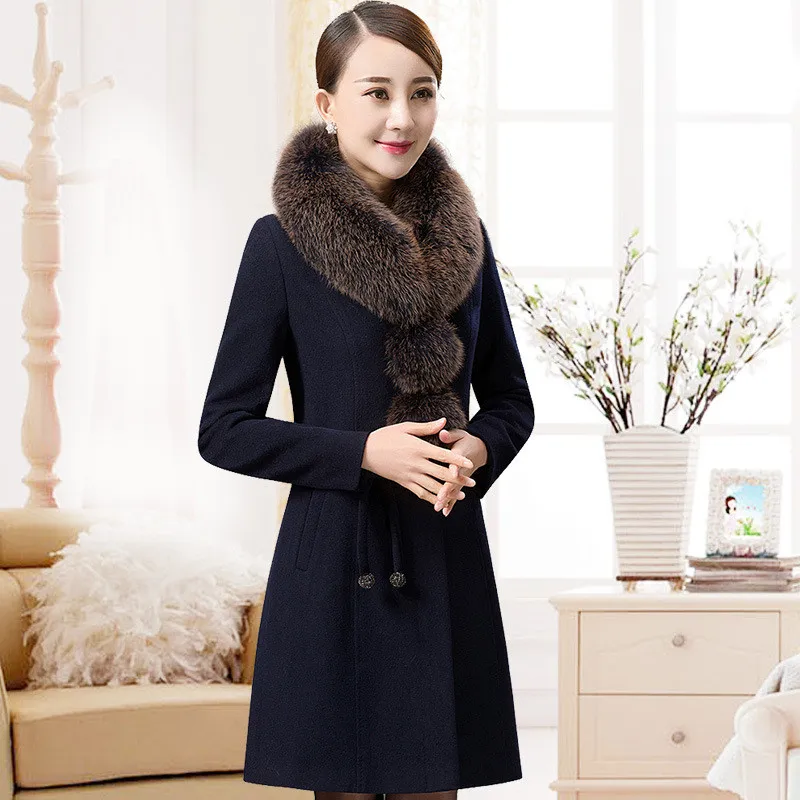 crystal Hiver hibiscus Lâche Mode Blue Long L Purple Plus Feminino Vestes Femmes Col Royal black 5xl Chaud Épaissir 2018 Taille Fourrure Manteaux Manteau Blue Laine De S64 Red Casaco dark gqvww5fB