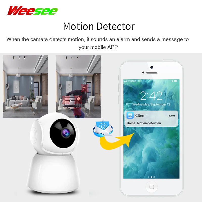 Weesee H.265 V380 2MP 1080P P2P Двусторонняя аудио облако детский Робот мини PTZ беспроводная