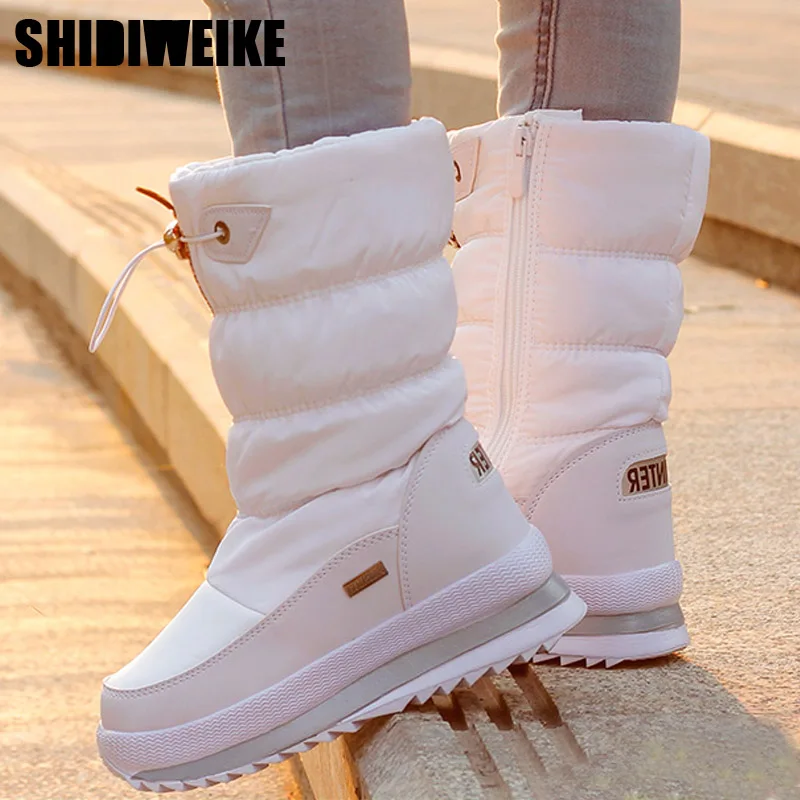 Classic Women Winter Boots Mid-Calf Snow Boots Female Warm Fur Plush
Insole High Quality Botas Mujer Size 36-40 n544