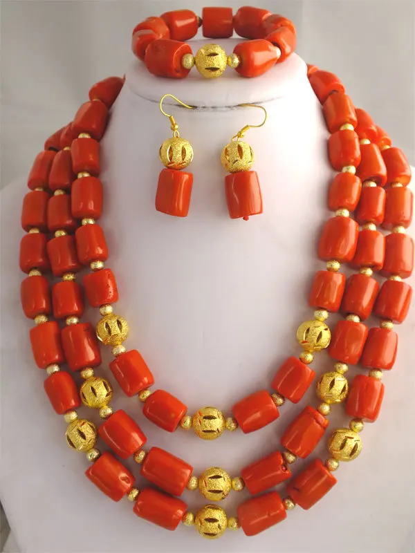 beautiful red coral wedding jewelry set !Bradal jewelry!in Jewelry