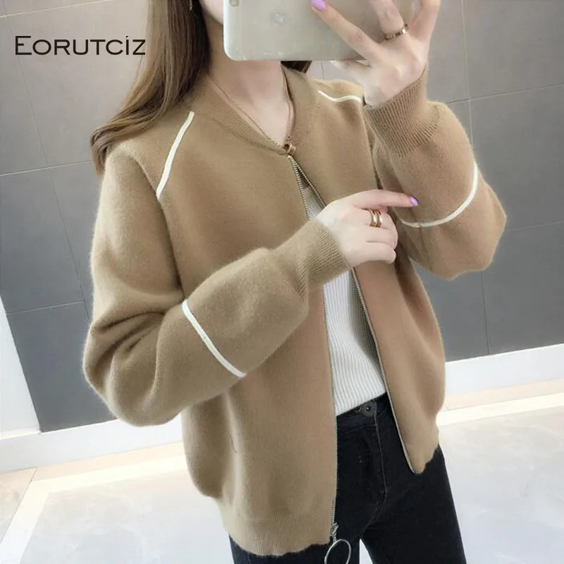 

EORUTCIZ Winter Oversize Women Sweater Coat Knitted Short Jacket Casual Cardigan Autumn Top Long Sleeve Basic Coat LM496