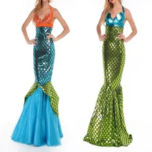 Trajes de sirena verde dress halter cuello trajes de cosplay envío libre