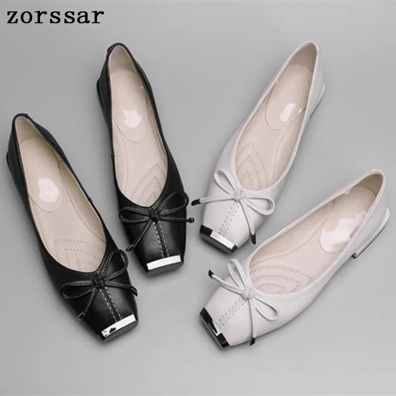 

women ballet flats shoes Comfortable Women Flats Square toe shoes soft Leather Fashion Casual Slip On Shallow Women Loafers