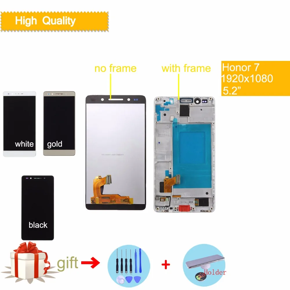 

5.2" IPS LCD For HUAWEI Honor 7 LCD Display Touch Screen Digitizer with Frame for Honor7 original LCD Display Replacement