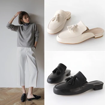 

White/black woman flipflops tassel ladies slippers beach shoes woman platform sandals tassel flipflops solid color slippers 2020