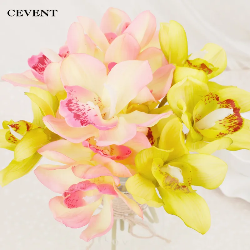 Cevent 6 шт. настоящий сенсорный букет Cymbidium для дома искусственные и сушеные цветы