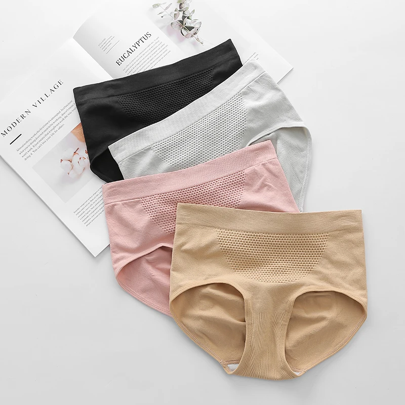 Female Japanese 3D Honeycomb Massage Warm Palace Honeycomb Underwear Women Seamless Cotton File High Waist Tummy Hip Briefs Female Japanese 3D Honeycomb Massage Warm Palace Honeycomb Underwear Women Seamless Cotton File High Waist Tummy Hip Briefs