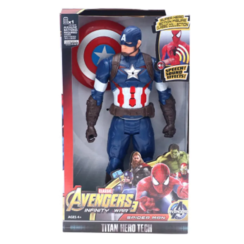 Captain NO BOX Супергерои Marvel Мстители танос Черная пантера Капитан Америка Тор Железный человек антман халкбастер Халк фигурка 1" 30 см - Цвет: Captain NO BOX