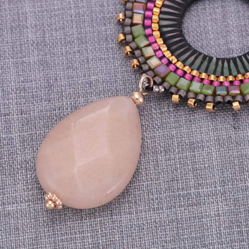 Sehuoran Janpen Glass Beads Drop Earrings Match Natural Stone And Ocean Shell Pendients Wedding Earrings For Woman Jewelry  (7)