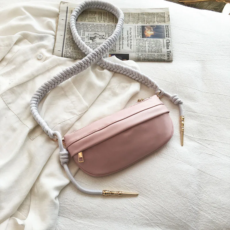 Pink Chest Bag Fashion Trend женские сумки на груди Простые твердые женские сумки на ремне, сумки на ремне, женские банановые сумки - Цвет: Pink Chest Bag