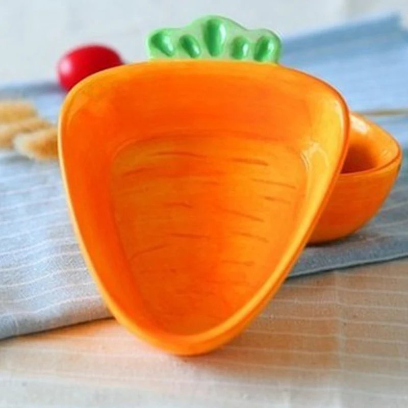 1 шт. Керамическая маленькая тарелка с морковкой и кроликом из мультфильма, домашняя тарелка для соевого соуса, креативная японская посуда, блюдца для приправ - Цвет: A