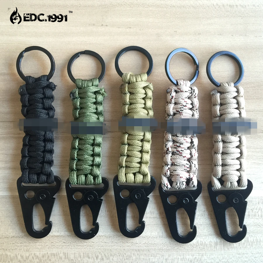 

EDC Paracord Rope Keychain Outdoor Camping Survival Kit Military Parachute Cord Emergency Knot Key Chain Ring Camping Carabiner