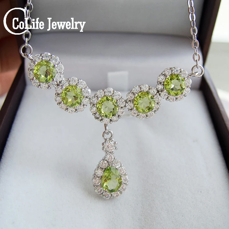 Buy 100 real natural peridot silver necklace natural
