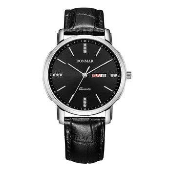 

2018 NEW Luxury Brand Men Watch Men Business Quartz Wristwatches Genuine leather waterproof men's watch RONMAR 8008PG brand