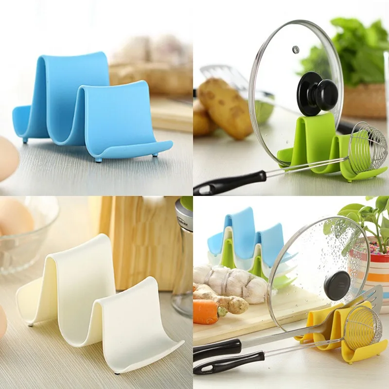 1PCS New Protable Plastic Pot Pan Shelf Cover Lid Ladle Organizer Stand