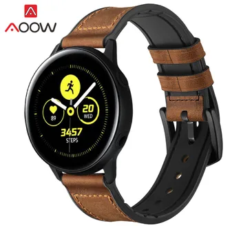 

20mm Leather Silicone Sport Strap For Samsung Gear S2 Classic Galaxy Watch Active 42mm Watch Band Replacement Bracelet Band