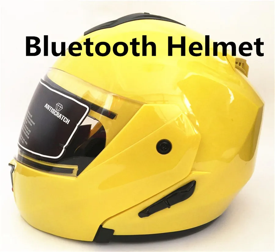 

free shipping 2018 New Motorbike Bluetooth Flip Up Helmet Motorcycle Built in Intercom FM System DOT Standard Casque