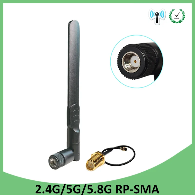 

20pcs 2.4GHz WiFi Antenna 5dBi RP-SMA Male Connector 2.4 ghz antena wi-fi Router +21cm PCI U.FL IPX to SMA Male Pigtail Cable