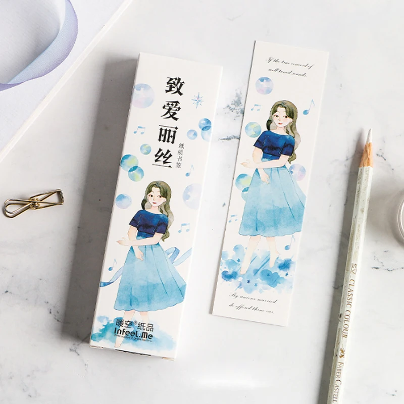 

30pcs/box Kawaii girl Bookmarks Stationery Gift Realistic Cartoon Bookmarks Office School label Supply Stationery Gift