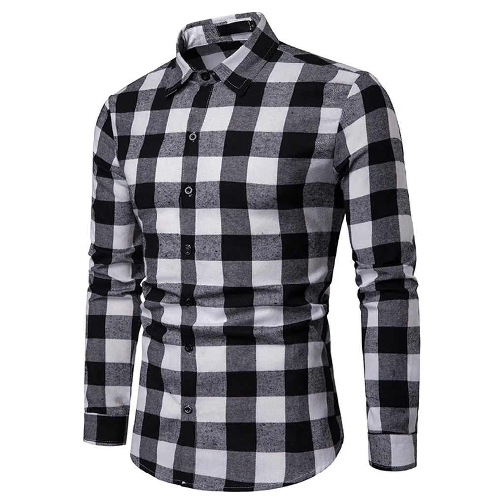 Formal Business Shirt Men‘s Long Sleeve Lattice Plaid Clothes Spring Autumn Plus Size Casual Blouse Camisa Social Shirts /PT