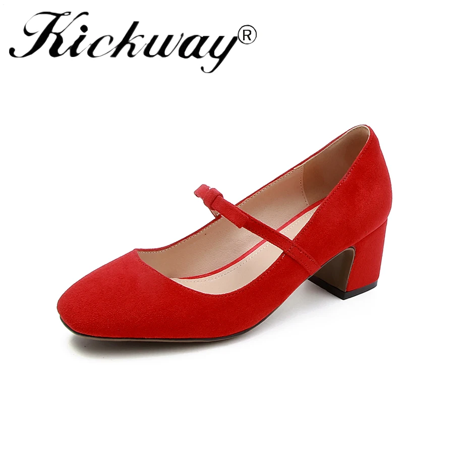Kickway High Heel Mary Jane Shoes for Women Pink Buckle Ladies Shoes