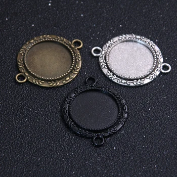 

4pcs/lot 20mm Metal Trendy Cameo Diplopore Round Cabochon Pendant Setting Blank Pendants for Jewelry Making