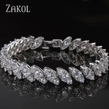 ZAKOL модная Высококачественная огранка маркиза кубический цирконий белый цвет цепочка браслет на запястье для элегантных женщин ювелирные изделия FSBP114
