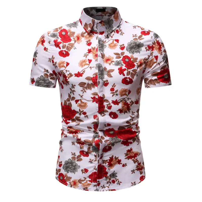Мужская гавайская рубашка мужская повседневная camisa masculina с принтом пляжные рубашки с коротким рукавом брендовая одежда 26 цветов - Цвет: HZ13