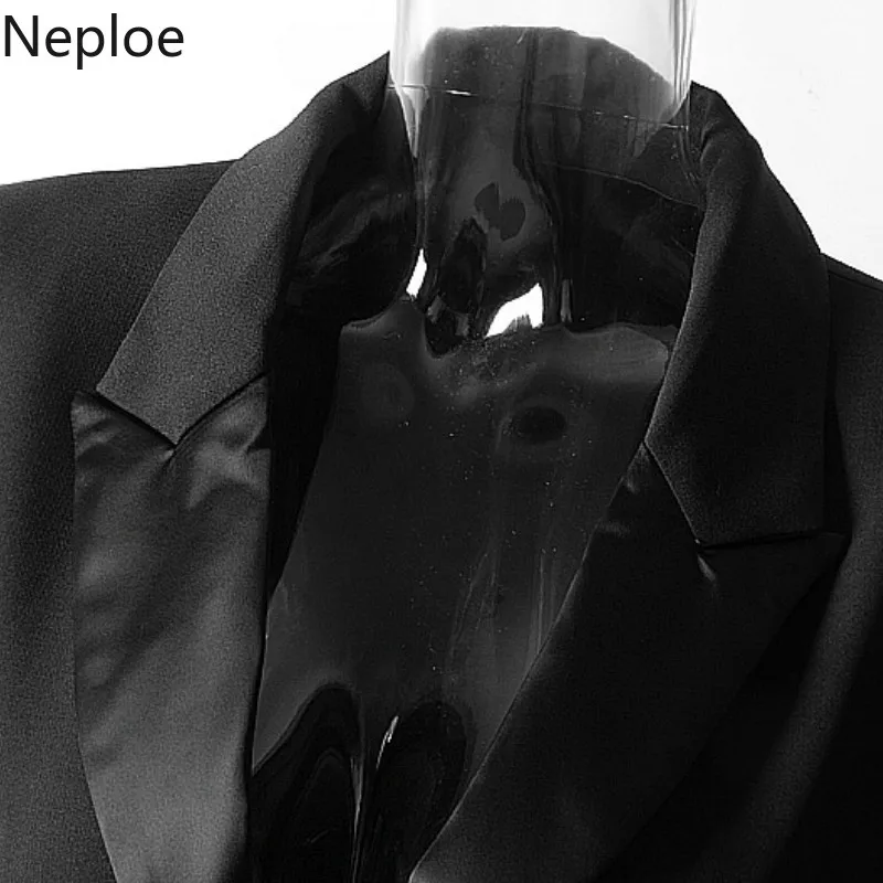 Neploe нерегулярные Для женщин блейзер Лето зубчатый воротник один пальто на пуговице Твердые Лоскутная оборками обтягивающие блейзеры 43804