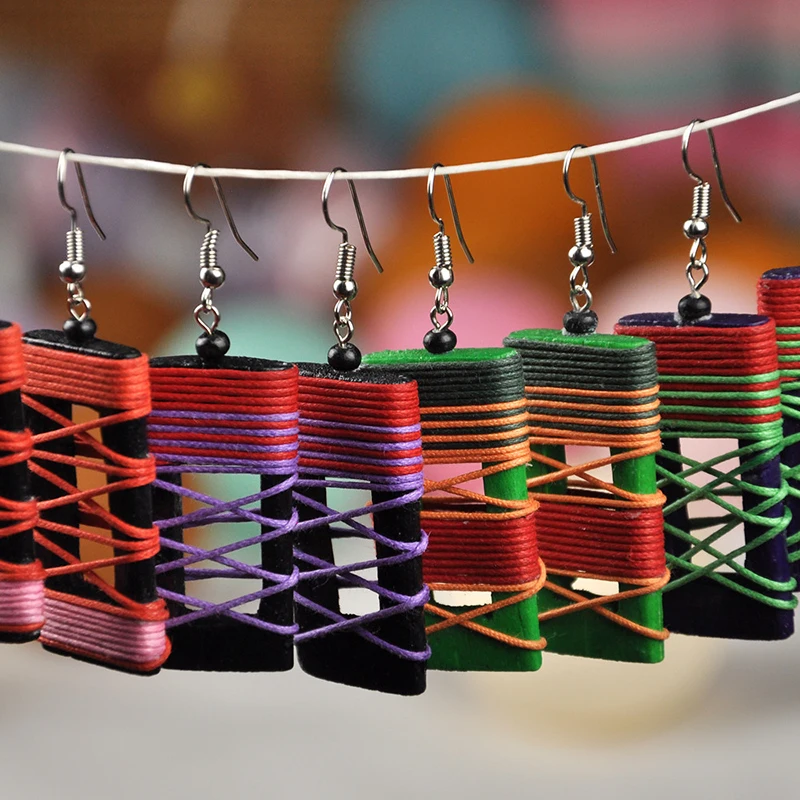 

New Fashion Jewelry Mango Wood Hollow Out Earrings For Women Boho Bohemian Dangle Handmade Earrings