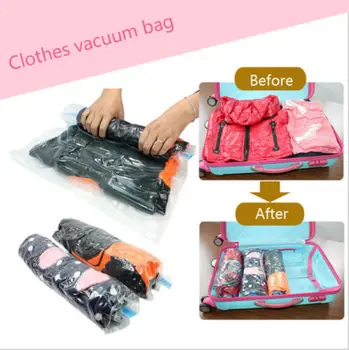 

Vacuum Storage Bags HOT Roll-Up Vacuum Clothes Storage Bag Travel Compressed Bag Saved Space Seal