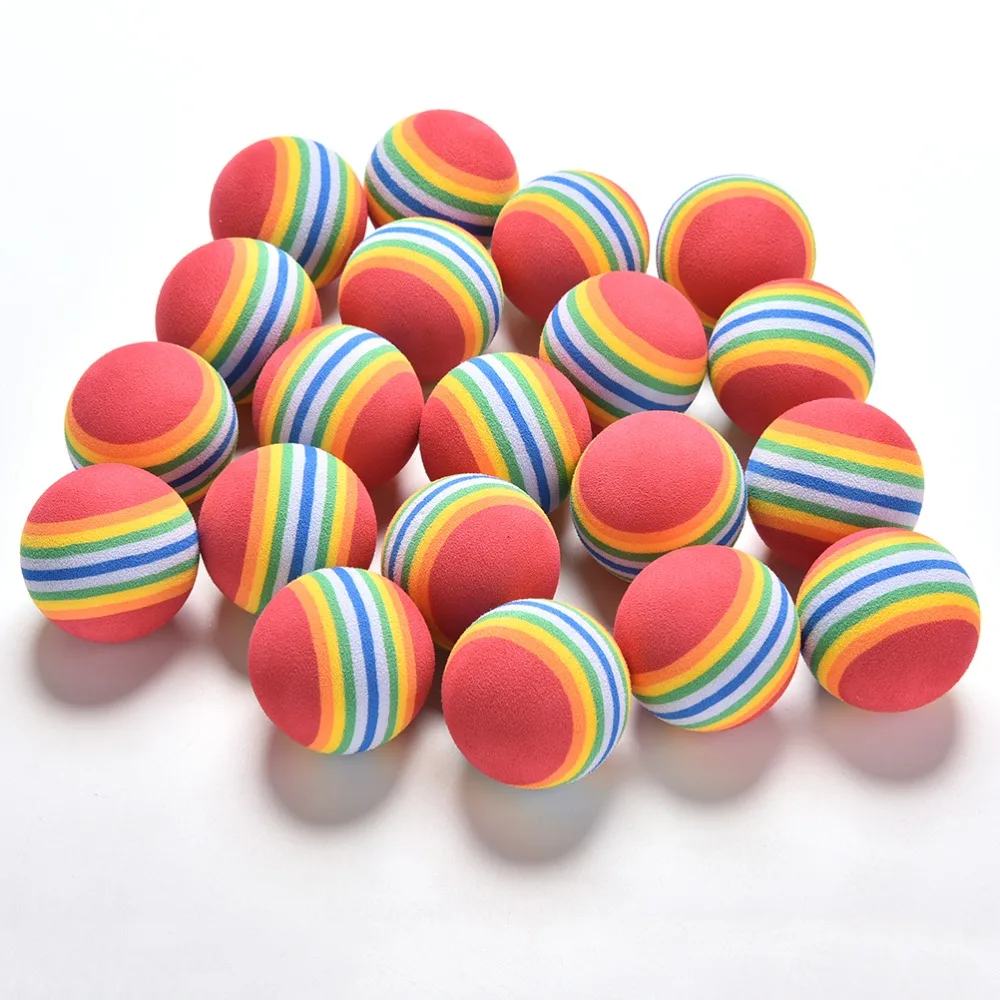 20Pcs Rainbow Stripe Sponge Foam Golf Training Balls Swing Practice