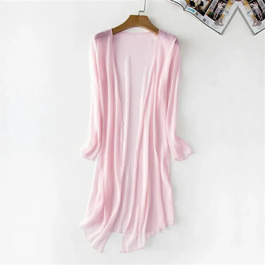 2018 Summer New Cardigan Loose Women Long Blouses Tops Plus Size Chiffon Beach Shirts Sunscreen Clothing Clothes Blusas WZ199 5