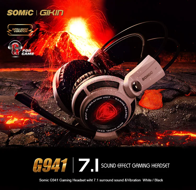 Somic G941 игровая гарнитура 7,1 Наушники с Виртуальным объемным звуком с микрофоном стерео наушники вибрируют для ПК компьютера ноутбука