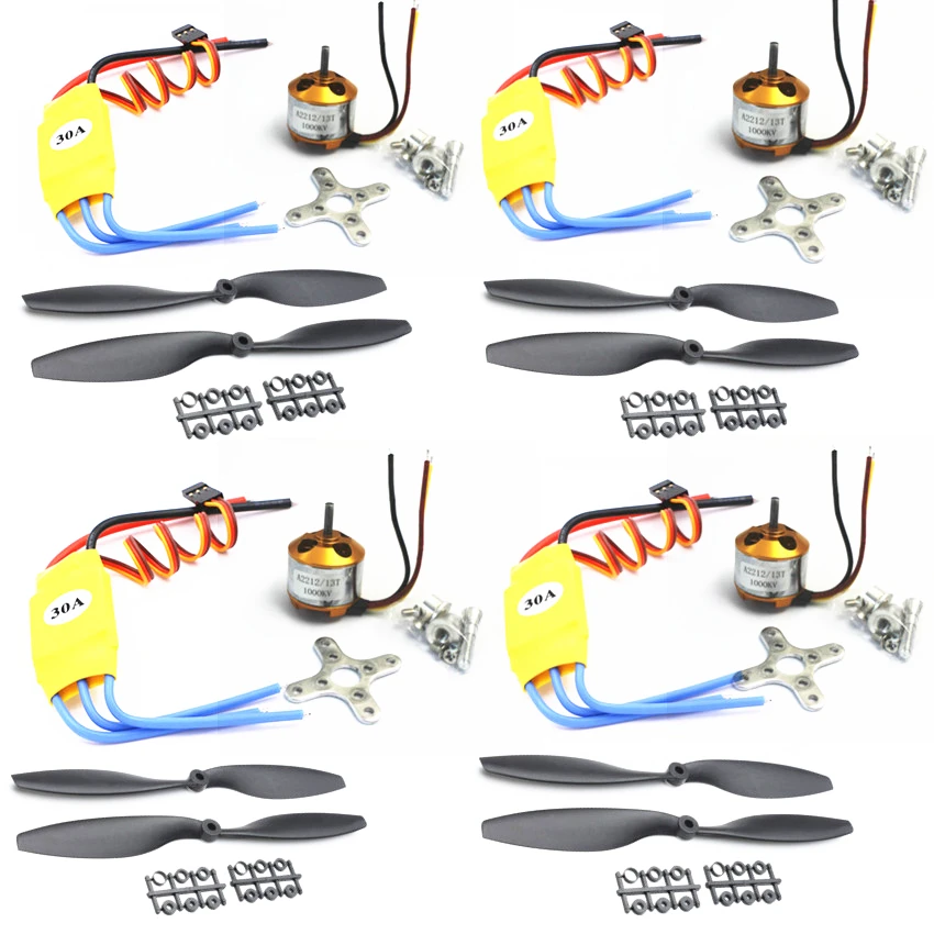 4pcs/lot 2212 1000KV Brushless Motor w/30A Brushless ESC +1045