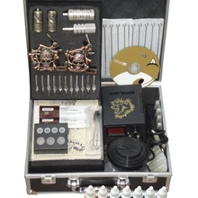 Профессиональный 2 Топ из нержавеющей стали татуировки машины пистолет Для Контурная и покрасочная машинка Электропитание набор полный набор татуировки