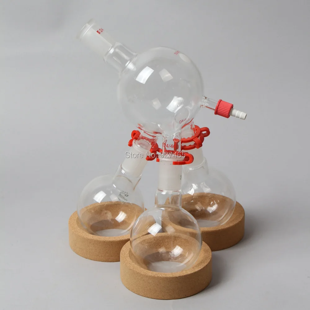 1set Glass Distillation Cow Receiver and 3 Round bottom flask,24/40