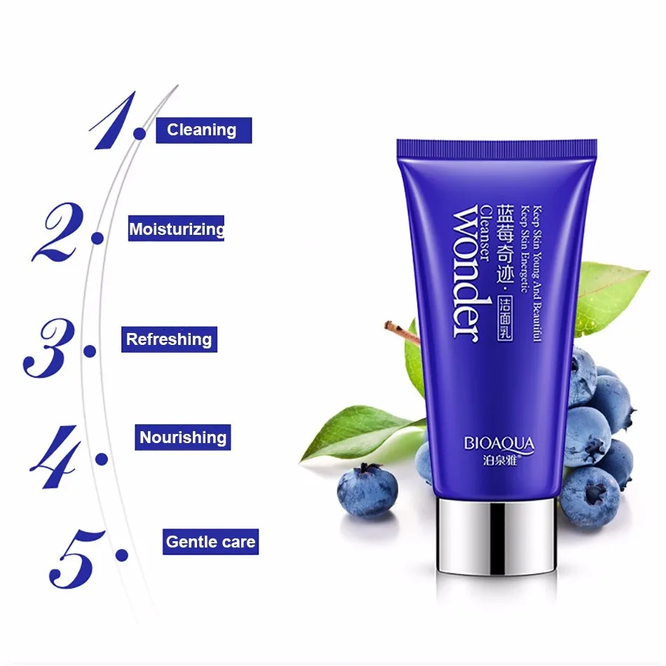 bioaqua Blueberry Wonder Facial Cleanser Plant Extract Facial Cleansing  Rich Foaming Face Cleanser Moisturizing face wash|Cleansers| - AliExpress