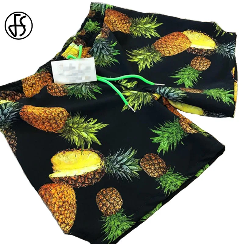 

FS 2017 Pineapple Print Male Sport Loose Swimming Swim Briefs Trunks For Men Plus Size Summer Beach Mens Swim Trunks Swimwear