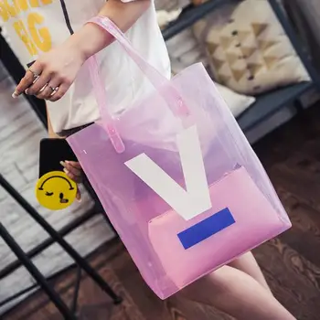 

2020 new handbag simple fashion handbag beach bag jelly bag letter shoulder bag picture package messenger bag