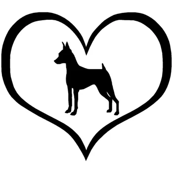 

10.9*9.5CM Mini Pinscher Dog Heart Car Sticker Animal Decorative Window Glass Car Accessories Black/Silver C6-0178
