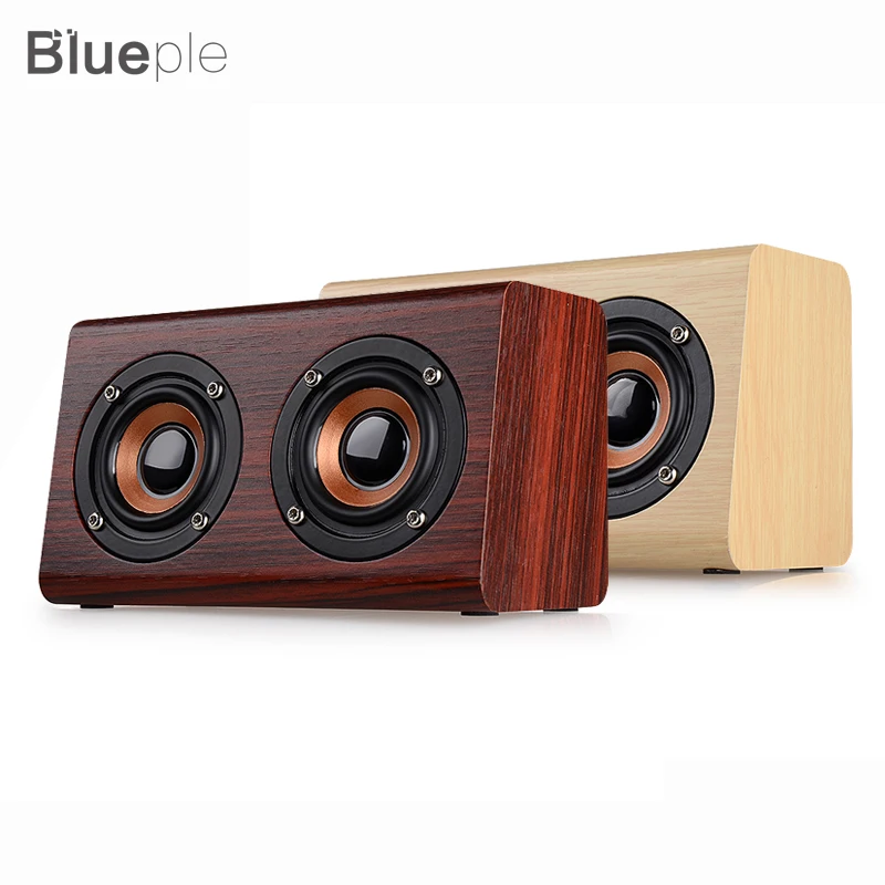 Blueple W7 Retro Wood HIFI 3D Dual Loudspeakers Bluetooth Wireless Speaker With Hands-free TF Card AUX IN for phones