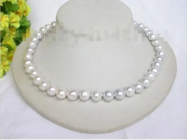 

Hot sale new Style >>>>>natural 18" 11mm round white pearls necklace 925 silver clasp j8723