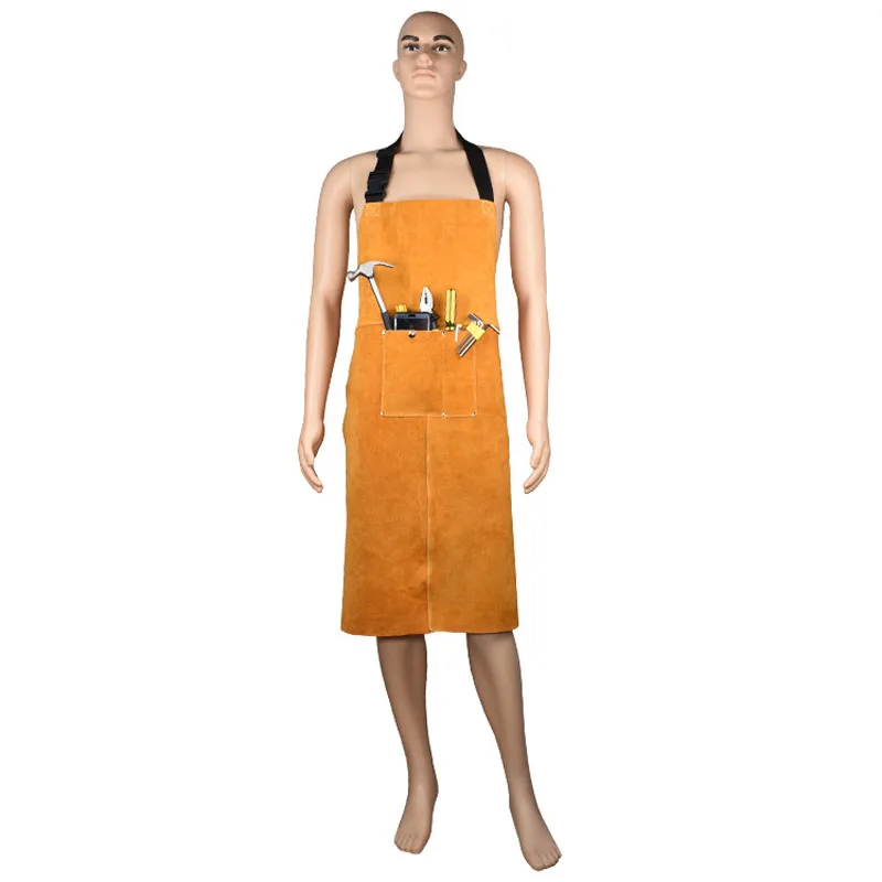 

BUYBAY Safurance Welders Welding Apron Cowskin Leather Heat Insulation Protection Blacksmith Workwear Protective Clothing