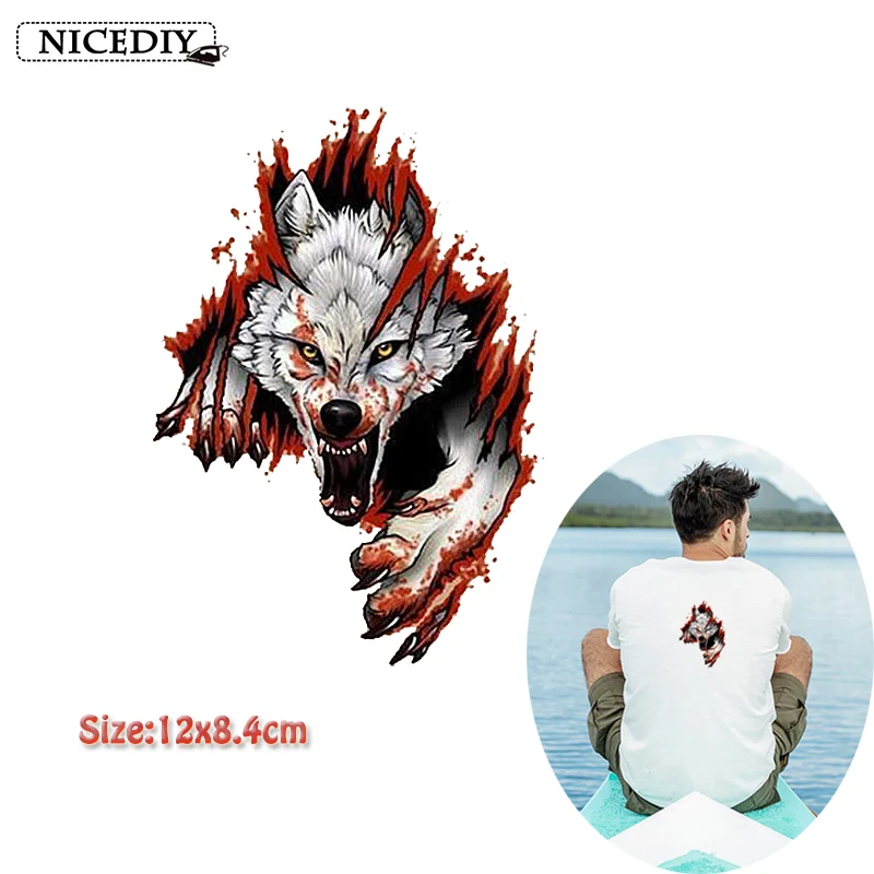 3D патч Nicediy в стиле панк с волком железные переводки для одежды футболок стикеры