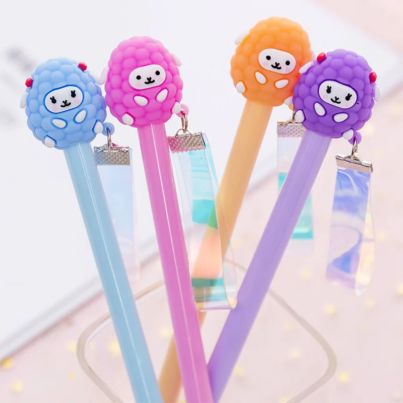 

Cartoon Alpaca Laser gel pens Cute sheep 0.38mm black ink Signature pen material escolar stationery gift school writing supplies