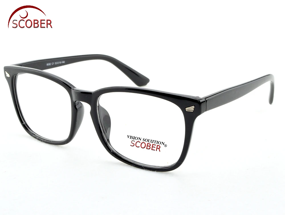 

SCOBER= Large Eyeglasses Square Black Retro Trend Reading Glasses Men Women Fashion Frame Spectacles +0.75 +1 +1.25 +1.5 to +4