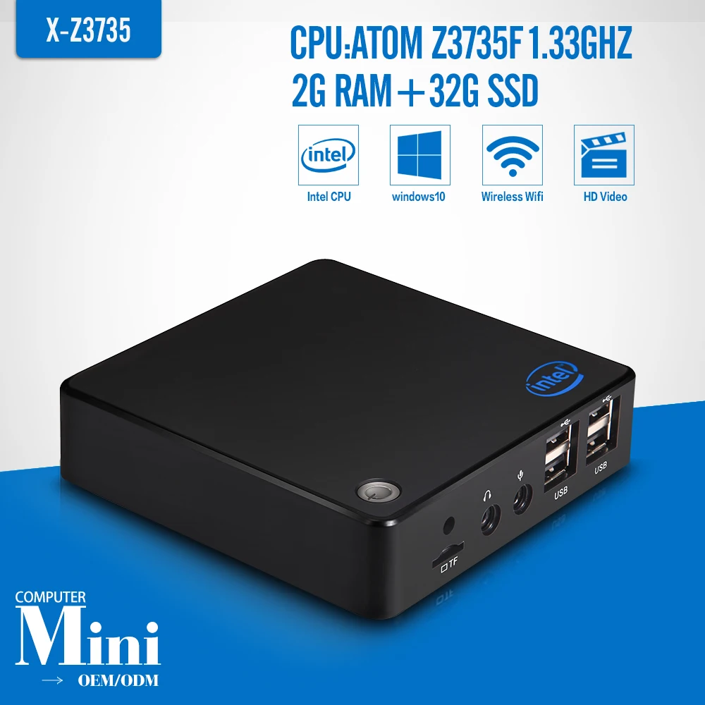  Mini PC Z3735F Desktop Computer Fanless Embedded Industrial Mini Pc Sd Omega Z3735f Motherboard 2G RAM 32G SSD Computer 